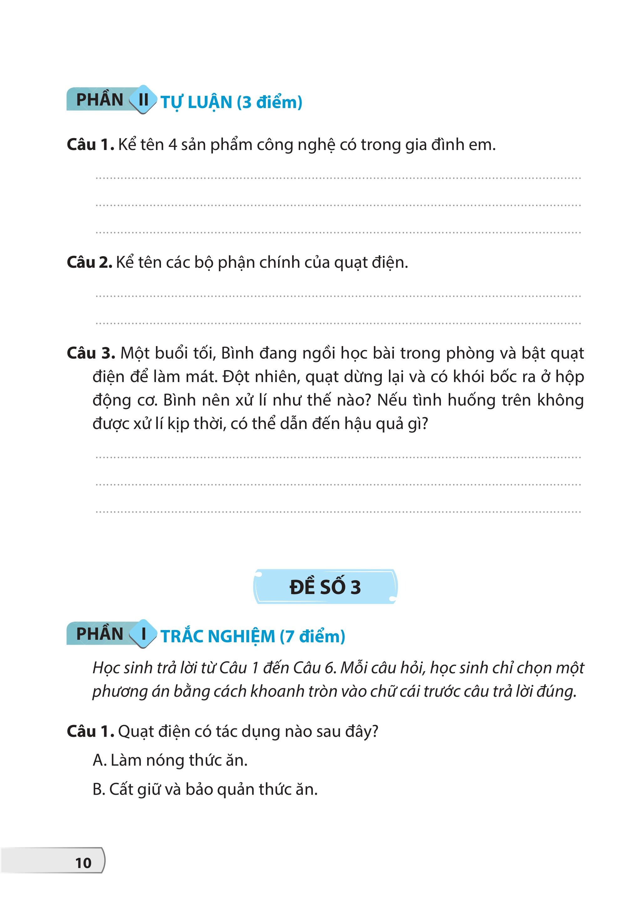 Bộ Đề Kiểm Tra, Đánh Giá Công Nghệ 3 - Ảnh 9