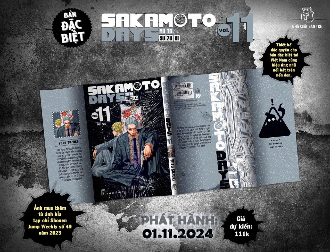 Bộ Sakamoto Days - Tập 11 - Một Đòn - Bản Đặc Biệt - Tặng Kèm Obi + Huy Hiệu + Set 3 Card Đổi Nền + Standee Lắp Ghép - Ảnh 3