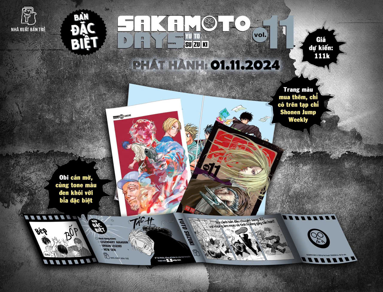 Bộ Sakamoto Days - Tập 11 - Một Đòn - Bản Đặc Biệt - Tặng Kèm Obi + Huy Hiệu + Set 3 Card Đổi Nền + Standee Lắp Ghép - Ảnh 4