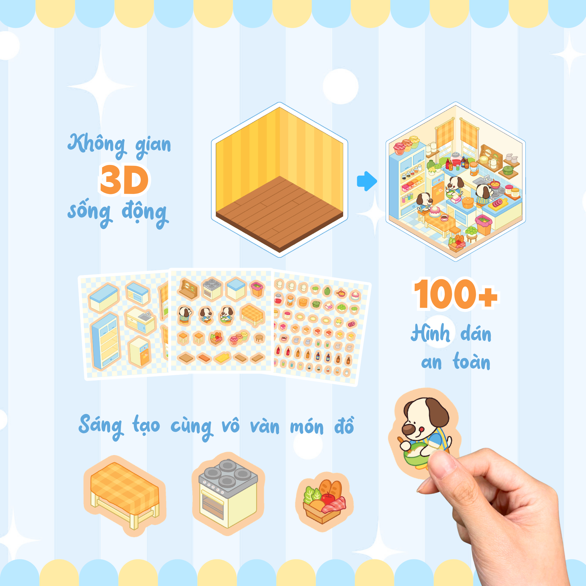 Bộ Sticker 3D Sweet Home - Trang Trí Căn Bếp Vui Nhộn Cùng Chó Dino - Ảnh 5