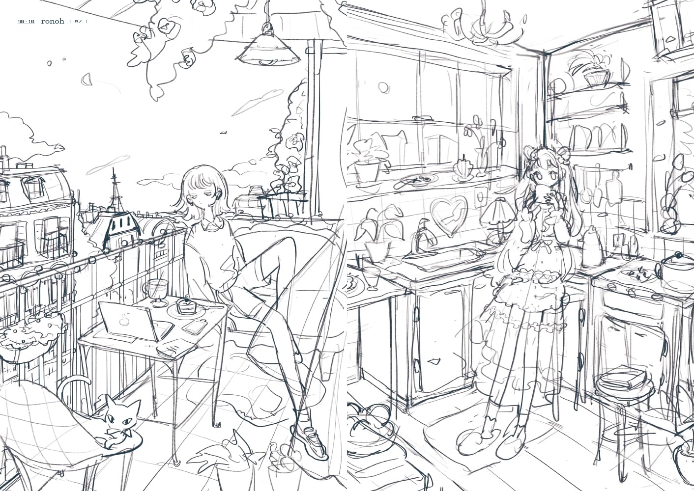 すっぴん 線を整える、色をつける前のラフイラスト集 - suppin sen wo totonoeru, iro wo tsukeru mae no rough illustration shu - Ảnh 7